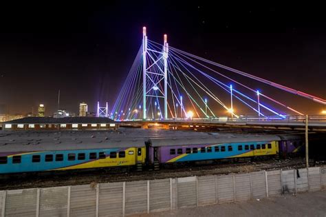 Premium Photo | Nelson mandela bridge at night the 284 meter long ...