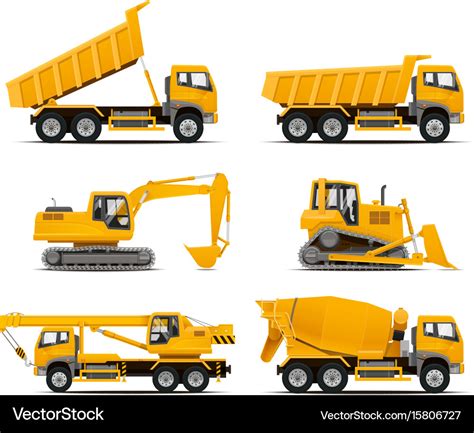 Set of the construction machinery vehicles Vector Image