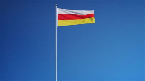 South Ossetia flag in slow motion seamlessly looped with alpha — Stock ...