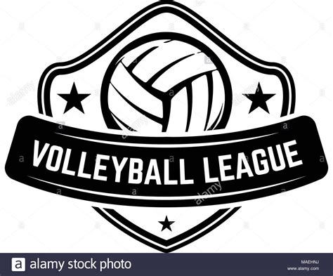 Download this stock vector: Emblem template with volleyball ball isolated on white background ...