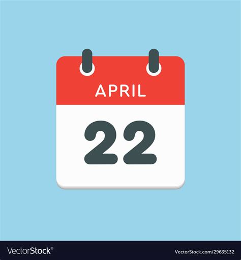 Calendar day 22 april days year Royalty Free Vector Image