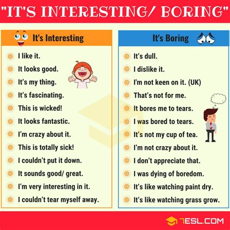 Other Ways to Say IT'S INTERESTING and IT'S BORING English Grammar ...