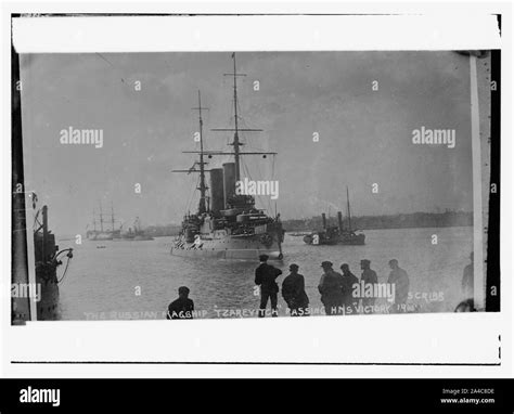 The Russian flag ship TSAREVITCH passing HMS VICTORY Stock Photo - Alamy