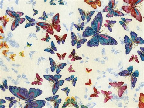 Timeless Treasures Allover Butterflies Metallic Poplin Quilting Fabric ...