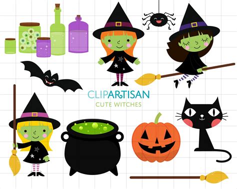 Cute Witch Clipart / Halloween Witches - Etsy