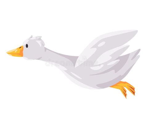 Flying Goose White Swan in Cartoon Vector Illustration Stock Vector ...