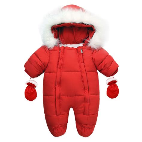 2021 New Born Baby Winter Clothes Toddle Jumpsuit Hooded Inside Fleece ...