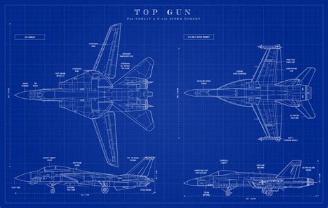 TOP GUN: F14 Tomcat vs FA18 Super Hornet blueprint [1000x636] : r ...