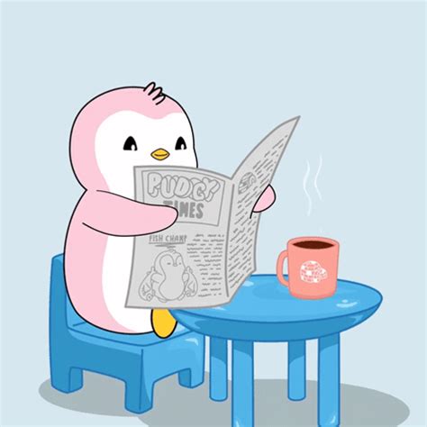 Reading Newspaper Pudgy Penguins GIF - Reading newspaper Pudgy penguins Checking out the news ...