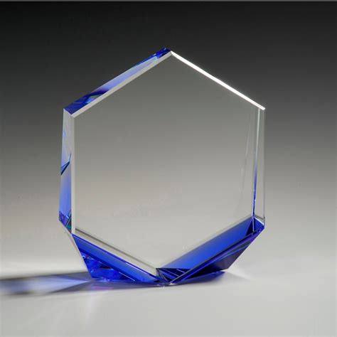 Blue Hexagonal Crystal Award | Corporate Trophies & Awards