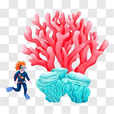 Download Cartoon Character at Colorful Coral Reef PNG Online - Creative Fabrica