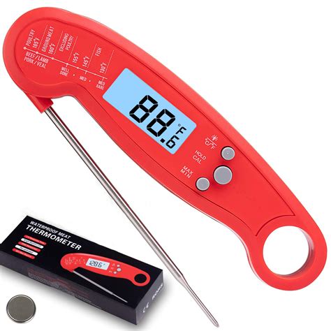 Fast Instant Read Meat Thermometer, Waterproof Digital Food Thermometer with Backlight ...