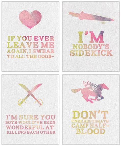 four watercolor prints with different words and pictures on the front, one in pink, one in yellow