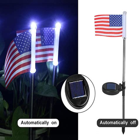 2 PCs Solar-Powered American Flag Garden Stake Lights – OlmGida