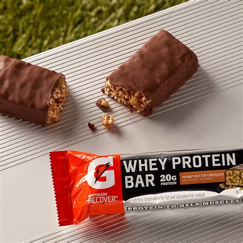 Gatorade Peanut Butter Chocolate Whey Protein Bars, 20g Protein, 6 Pack ...