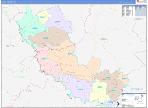 Mingo County, WV Wall Map Color Cast Style by MarketMAPS - MapSales.com