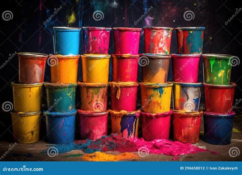 Colorful Paint Buckets.illustration Stock Photo - Image of cyan ...