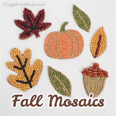 Fall Kids Craft - Bean Mosaics - Frugal Fun For Boys and Girls