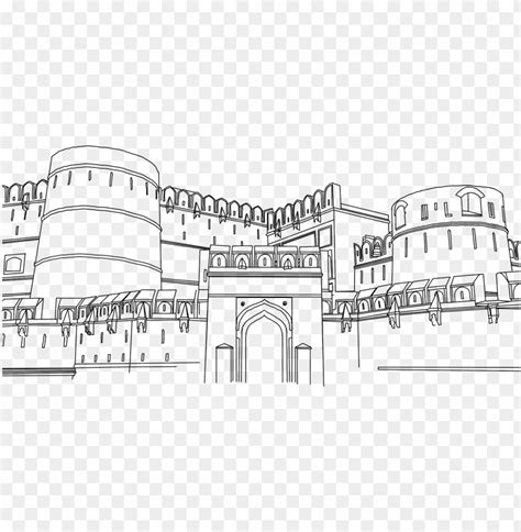 Free download | HD PNG agra fort line drawing red fort outline drawi ...