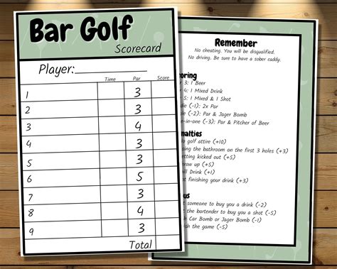 Custom Bar Golf Pub Golf Scorecard Bar Golf and Pub Golf - Etsy Canada ...