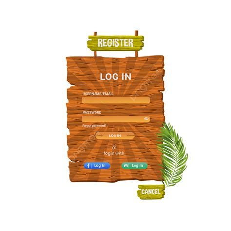 Registation Clipart Transparent Background, Game Register And Log In Panel Design Free Vector ...
