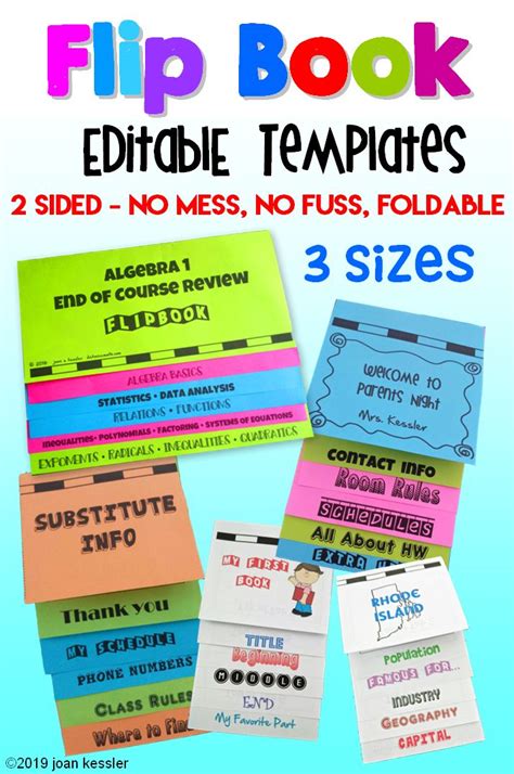 Flip Book Template Bundle Editable Foldable - NO MESS 3 Sizes | Flip ...