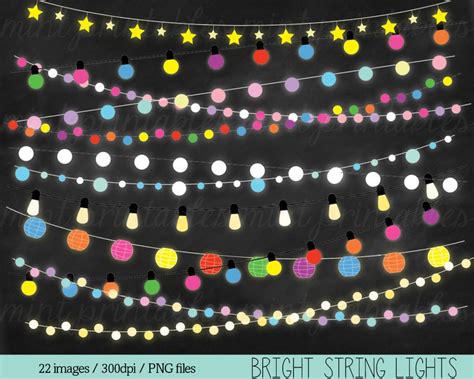 Fairy Lights Clipart String Lights Clip Art Christmas | Etsy