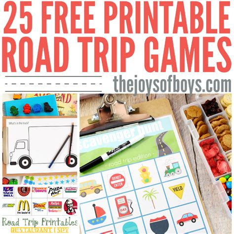 Free Printable Road Trip Games