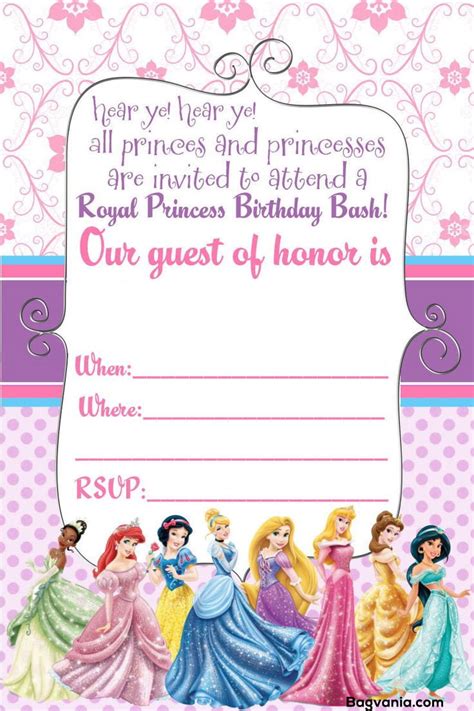 Disney Princess Birthday Card Printable