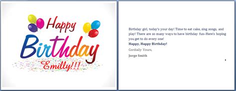 Microsoft Word Birthday Card Template