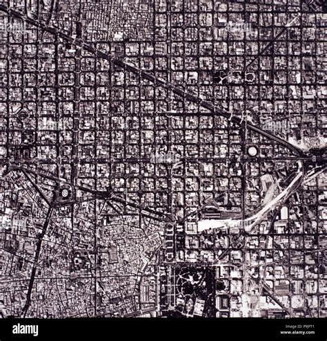 Aerial View of 'L'Eixample' map, know as 'Plan Cerdá' of the city of ...