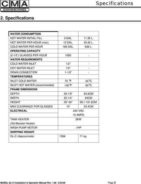 Cma Dishmachines Gl C Users Manual 180UC Svc & Parts Rev 1.03 050201