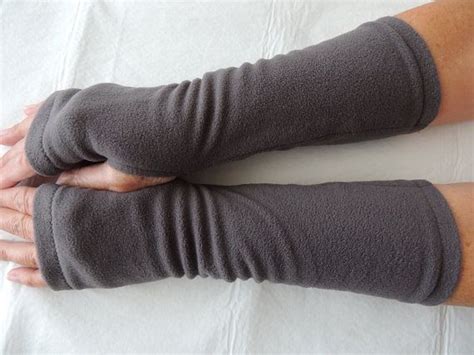 Dark Gray Fleece Fingerless Gloves Charcoal Grey Fingerless | Etsy ...
