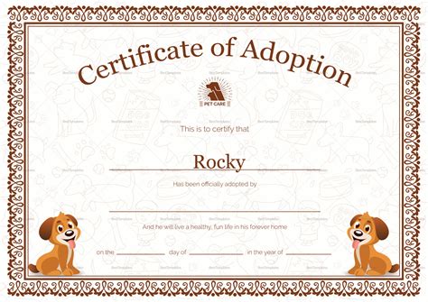 Kitten Adoption Certificate regarding Service Dog Certificate Template - Best Business Templates