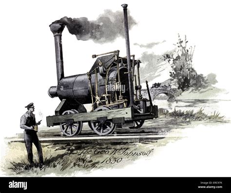 1800s 1830 GEORGE W. JOHNSON STEAM ENGINE ON RAILROAD TRACK Stock Photo - Alamy