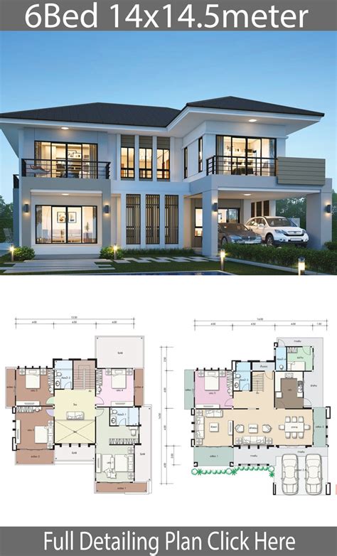 6 Bedroom Modern House Plans 2021 in 2020 | Beautiful house plans ...