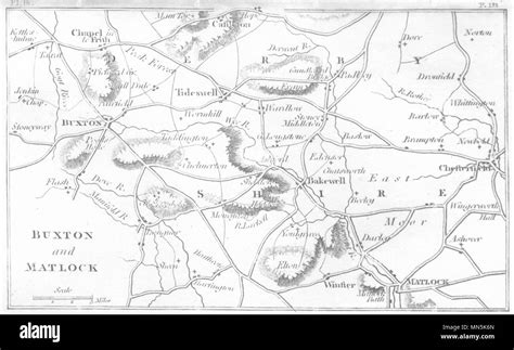 DERBYSHIRE. Buxton and Matlock 1808 old antique vintage map plan chart Stock Photo - Alamy