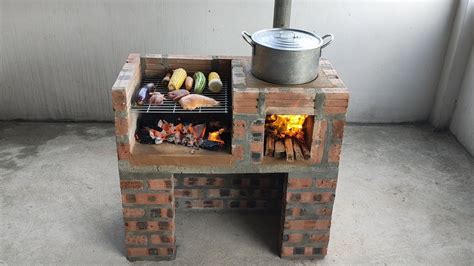 Build an outdoor wood stove from bricks and cement - YouTube