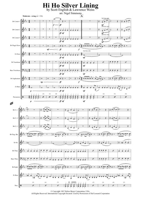 Hi Ho Silver Lining Sheet Music | Jeff Beck | Brass Ensemble