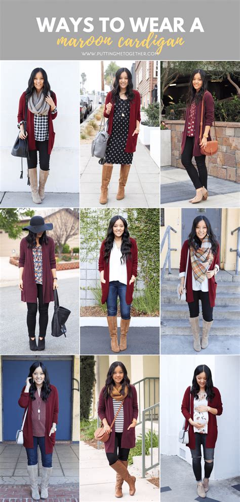 9 Outfits with a Maroon Cardigan