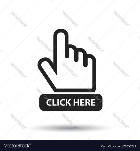 Click here icon hand cursor signs black button Vector Image