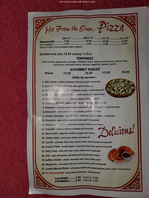 Online Menu of Vincenzo's Pizzeria Restaurant, Waterbury, Connecticut, 06708 - Zmenu