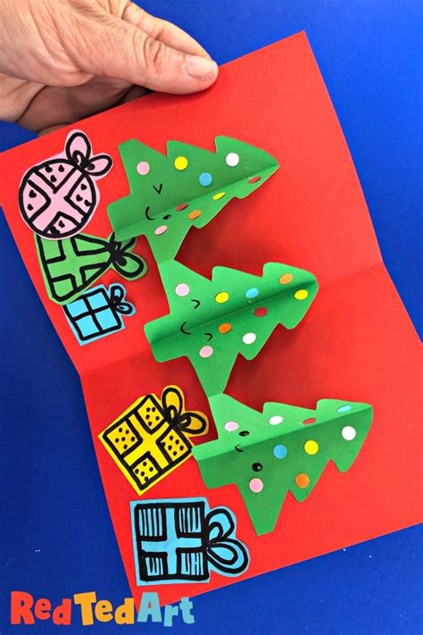 Paper Chain Pop Up Christmas Tree Card DIY - Red Ted Art - Kids Crafts