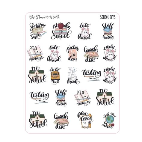 Script-035 || School Planner Stickers - School Days – The Planner's World