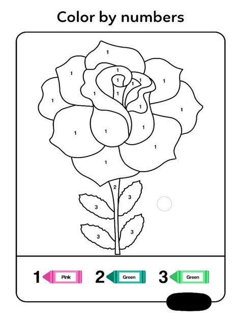 Valentines Rose color by number - Download, Print Now!