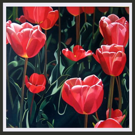 Red Tulips, Flower Painting, Red Flower, Woman's Gift, Made to Order, Canvas Painting ...