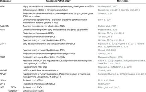 Major classes of histone chaperones and their function in stemness of... | Download Scientific ...