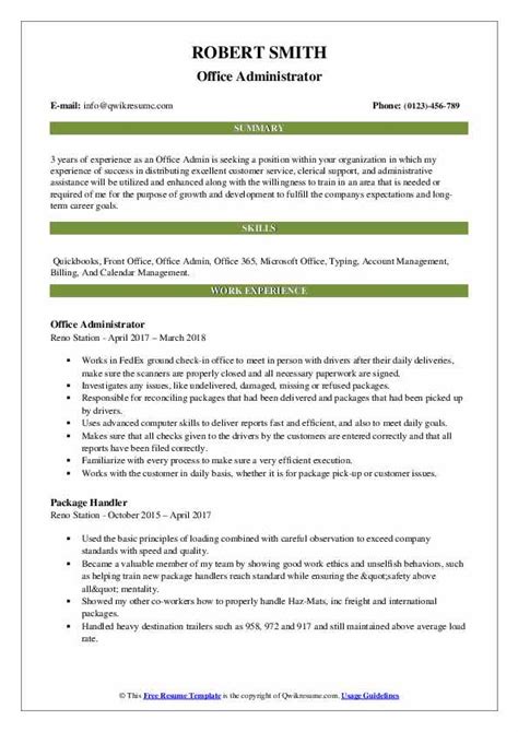 Office Admin Resume Samples | QwikResume