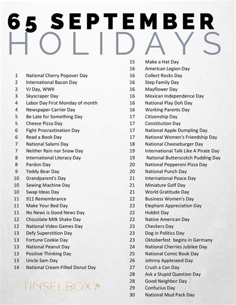 30 Hilarious and Wacky September Holidays | September holidays, National holiday calendar ...