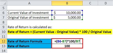 Rate of Return Formula | Calculator (Excel template)